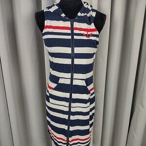 Exist Zip Up Dress Sailor Anchor W/Stripes & Hoodie Size Small